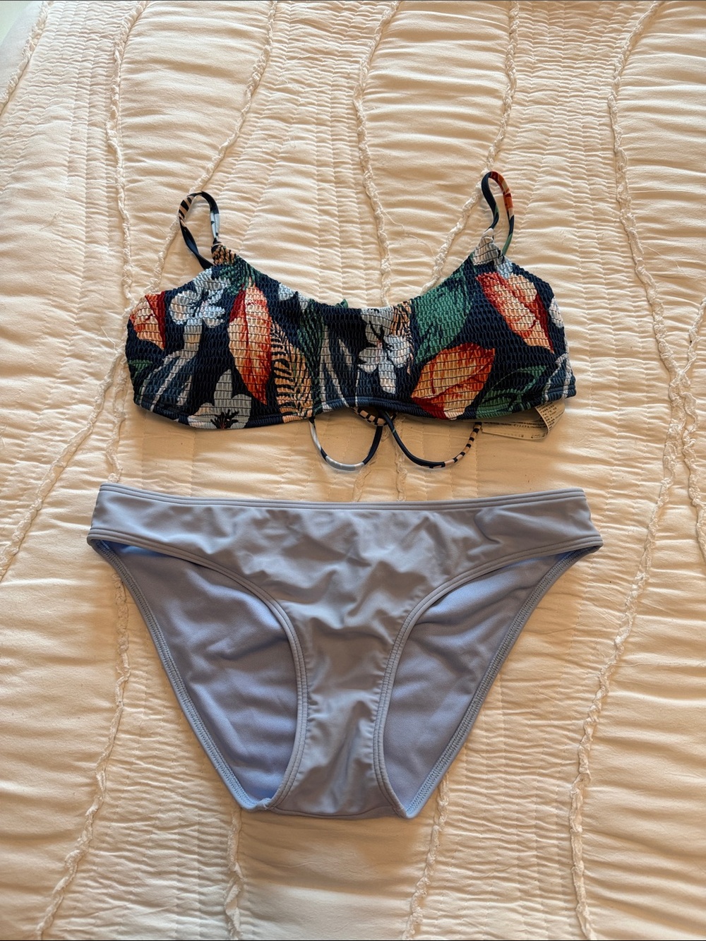 Hollister Blue Floral Print Bikini Set with Light Blue Bottoms